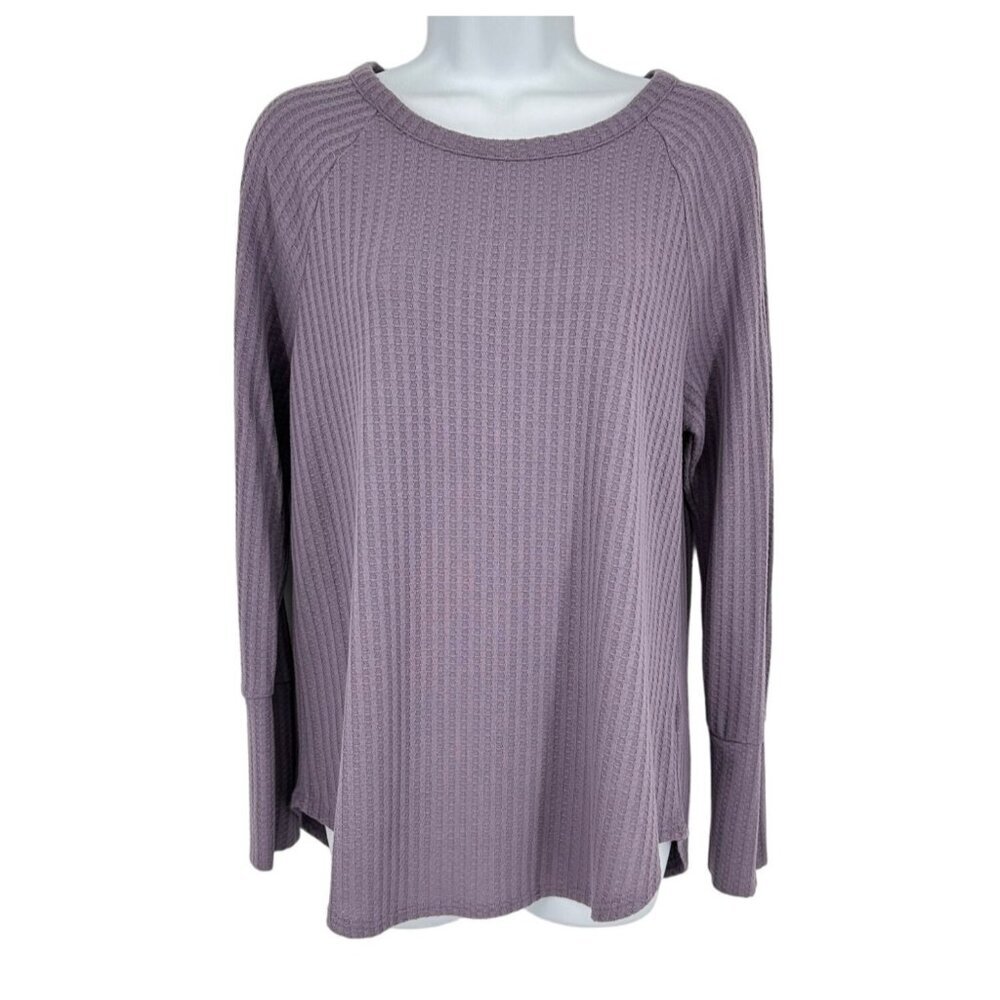 Chaser Long Sleeve Crew Neck Waffle Knit T-Shirt Size L